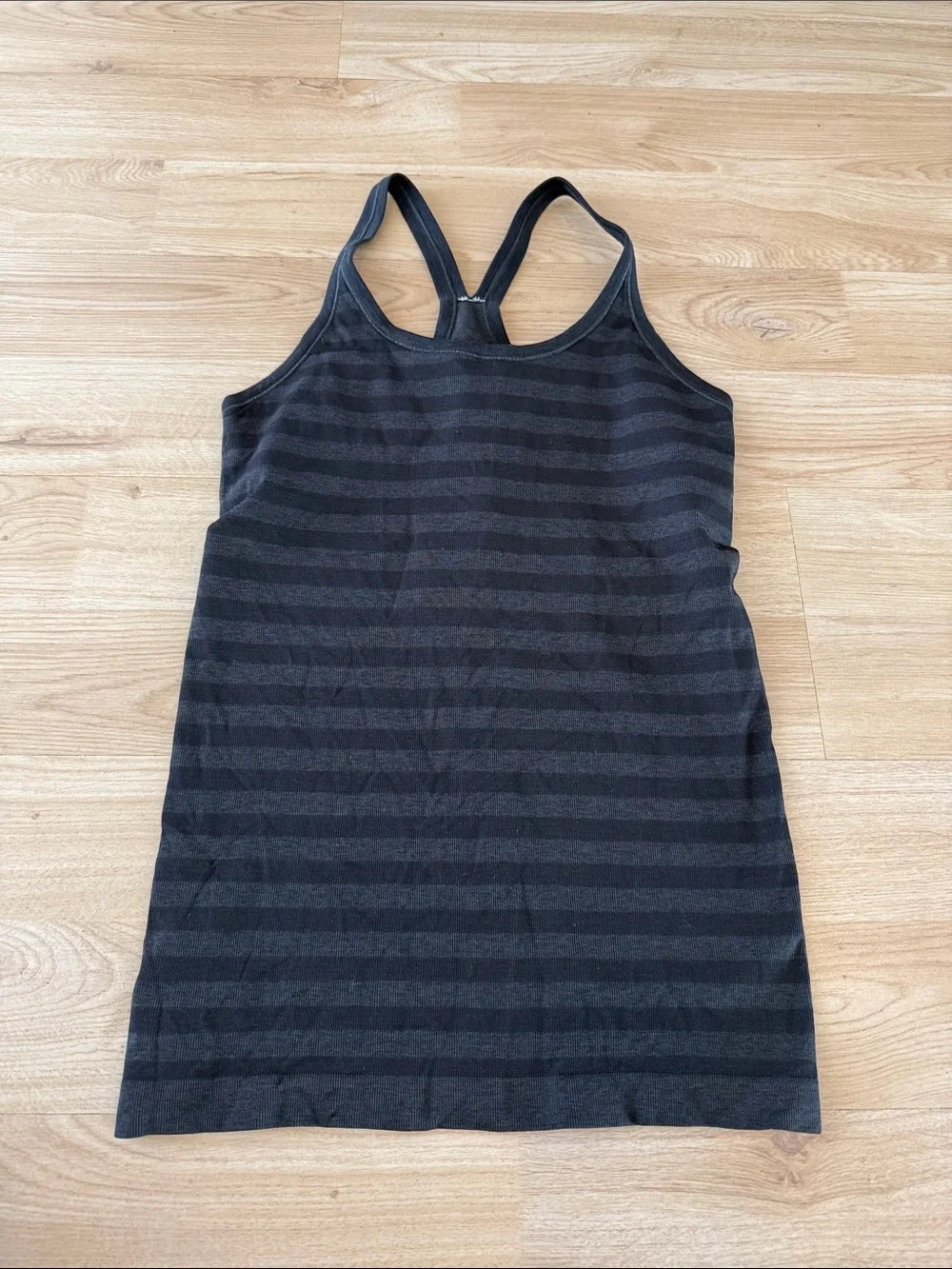lululemon athletica Black and Charcoal Striped Racerback Tank